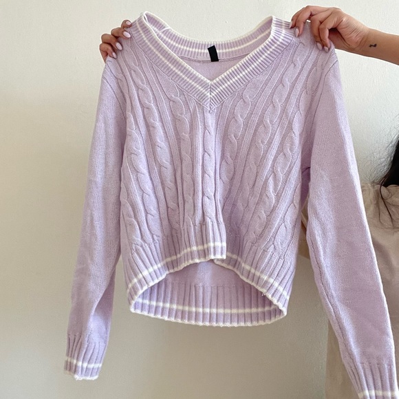 Lilac cropped sweater - Picture 1 of 2